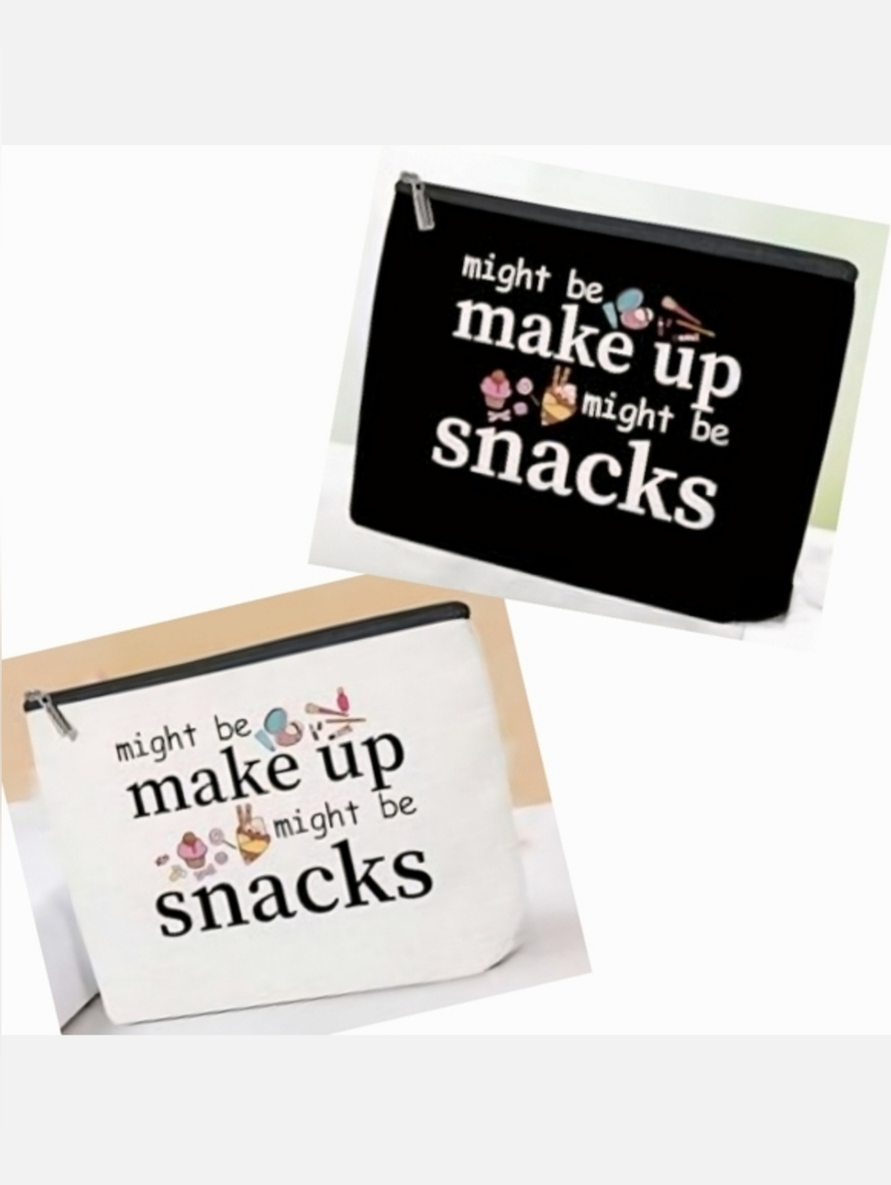 NWT Choice Of Might Be Snacks Waterproof Canvas Makeup/Essentials Bag